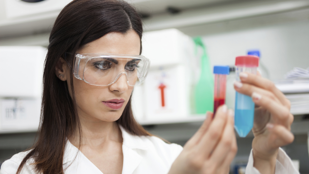 Woman at work in a chemical laboratory