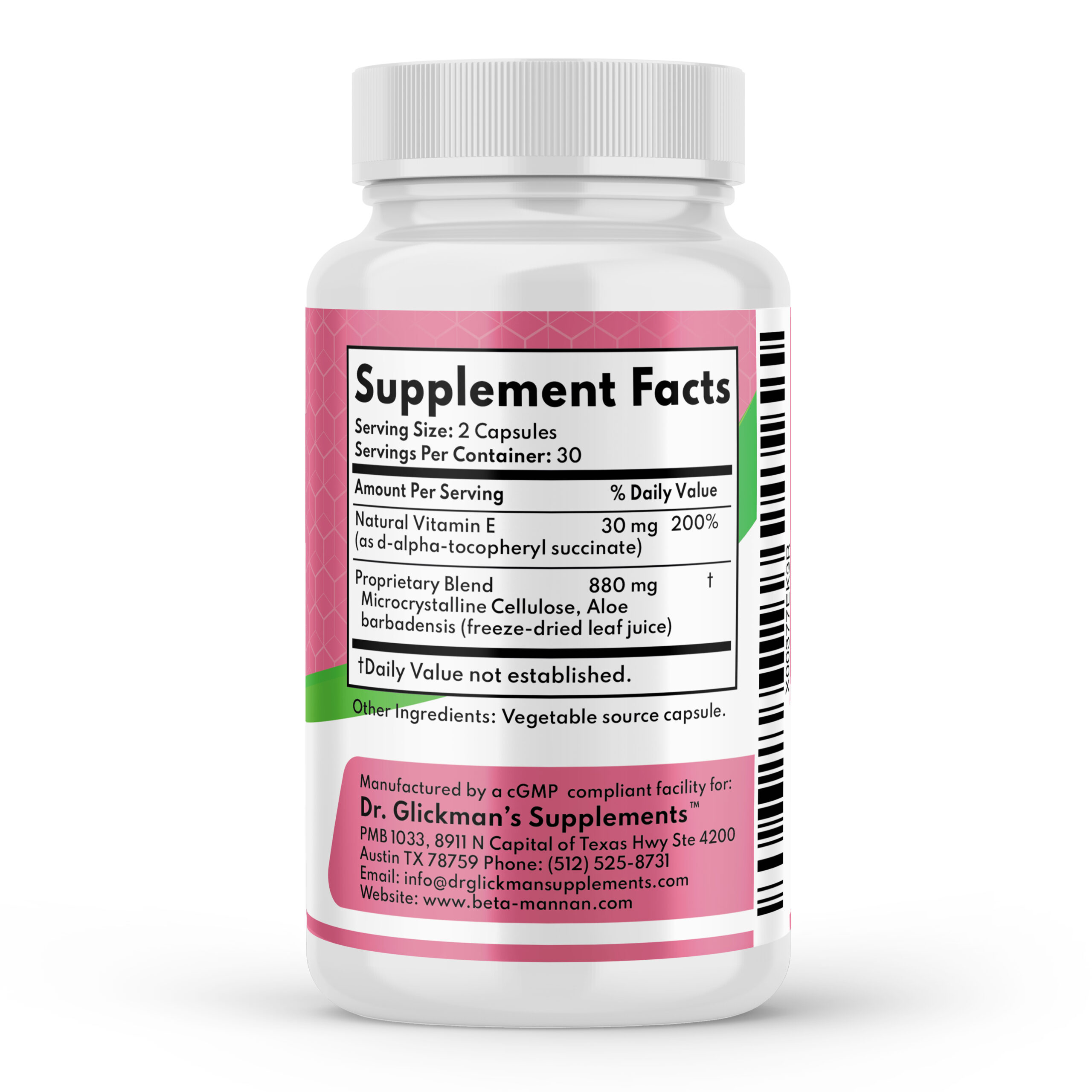 Beta-mannan™ Supplement Facts.
